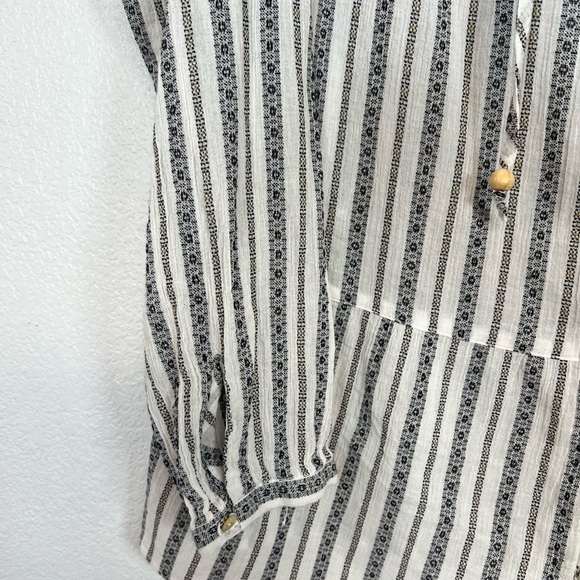 J.Jill Striped Cotton Woven Peasant Button-Up Peplum Hem Tunic – Size Medium - Picture 4 of 6